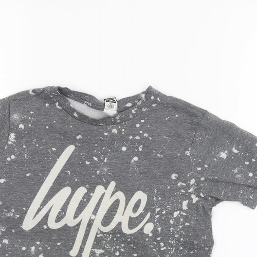Hype Boys Grey Geometric  Basic T-Shirt Size 9-10 Years