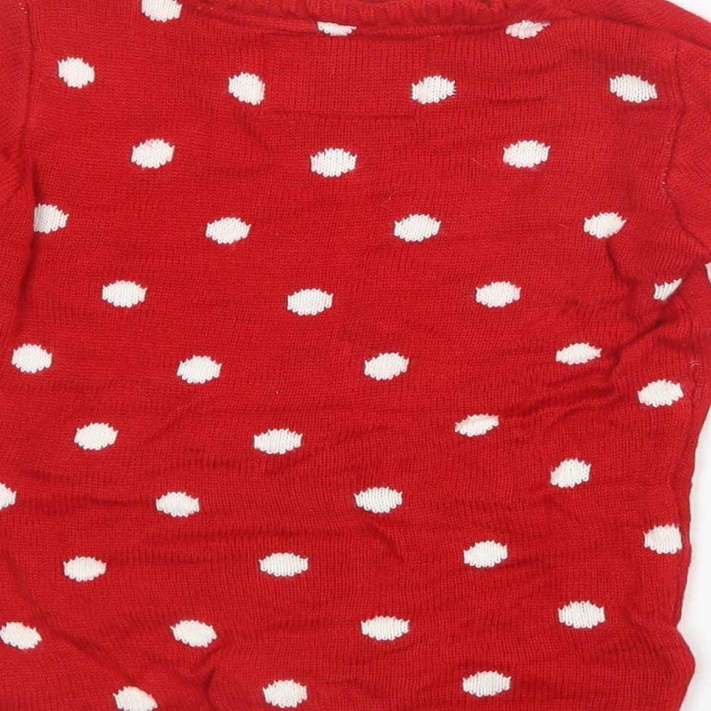 Young Dimension Girls Red Geometric Knit Pullover Jumper Size 7-8 Years  - Christmas