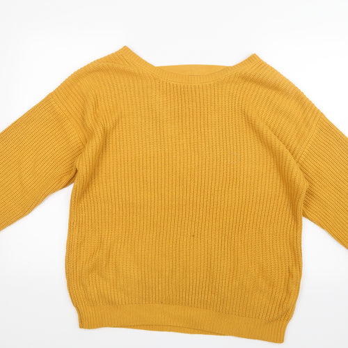 New Look Womens Yellow  Knit Pullover Jumper Size M