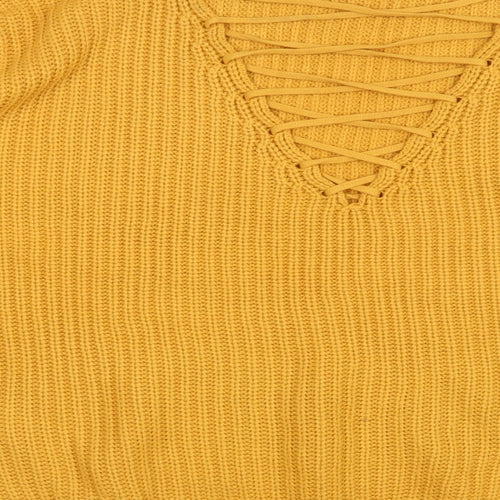 New Look Womens Yellow  Knit Pullover Jumper Size M