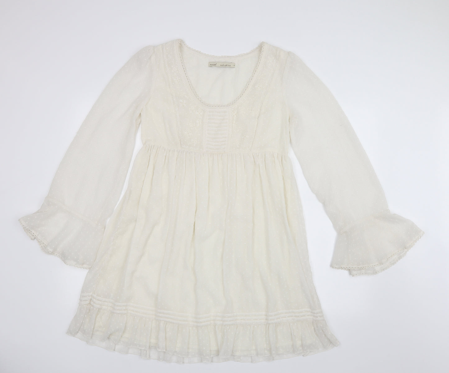 NEXT Womens White  Mesh Shirt Dress  Size 8
