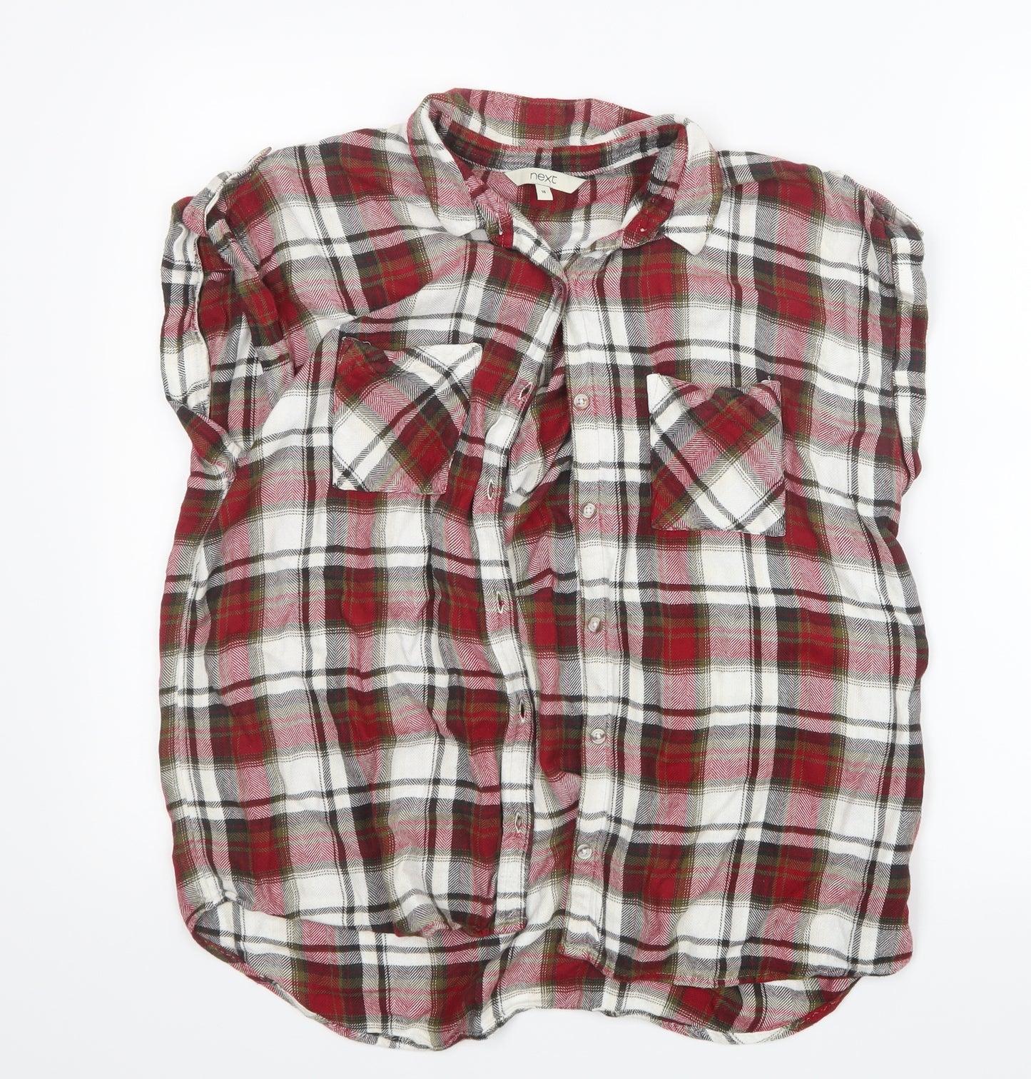 NEXT Womens Red Check  Basic Button-Up Size 14