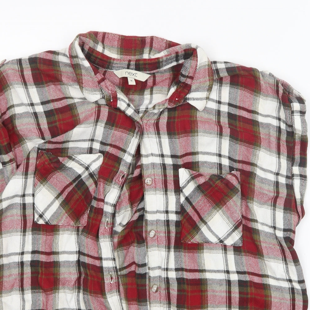 NEXT Womens Red Check  Basic Button-Up Size 14