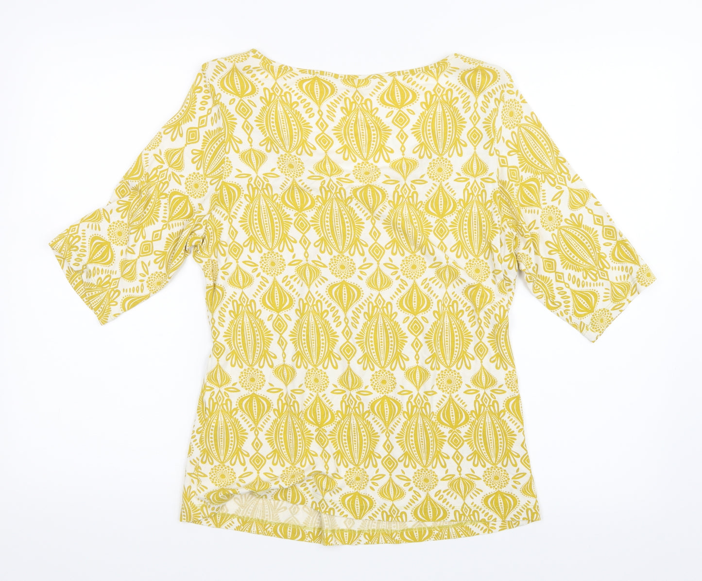 Marks and Spencer Womens Yellow Geometric  Basic T-Shirt Size 14