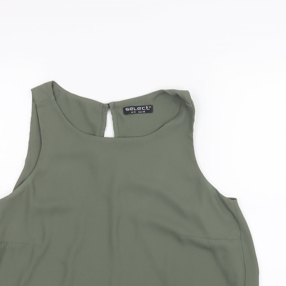 Select Womens Green  Mesh Basic Blouse Size 14