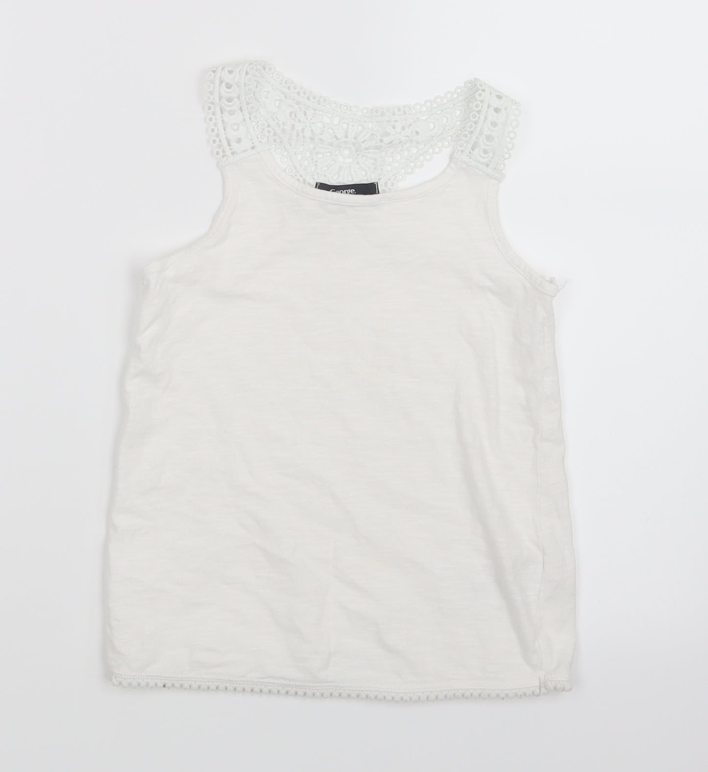 George Girls White   Basic T-Shirt Size 6-7 Years