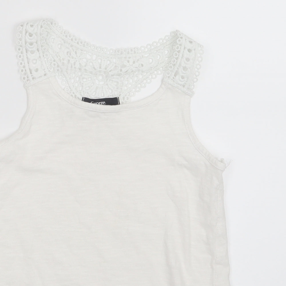 George Girls White   Basic T-Shirt Size 6-7 Years