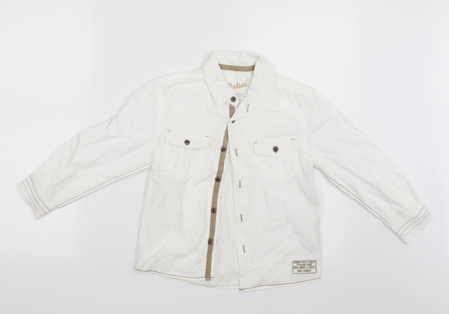 Rebel Boys White   Basic Button-Up Size 5-6 Years
