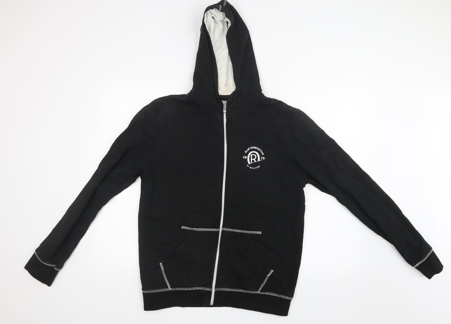 JACK & JONES Mens Black   Full Zip Hoodie Size M