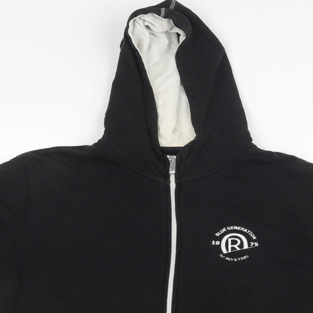 JACK & JONES Mens Black   Full Zip Hoodie Size M
