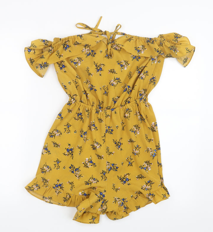 Preworn Womens Yellow Floral  Playsuit One-Piece Size S L5 in