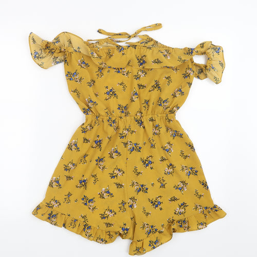 Preworn Womens Yellow Floral  Playsuit One-Piece Size S L5 in