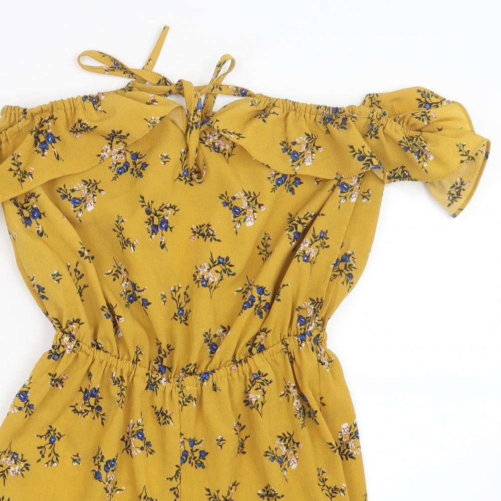 Preworn Womens Yellow Floral  Playsuit One-Piece Size S L5 in