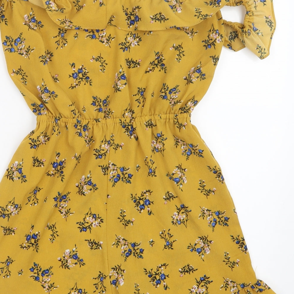 Preworn Womens Yellow Floral  Playsuit One-Piece Size S L5 in