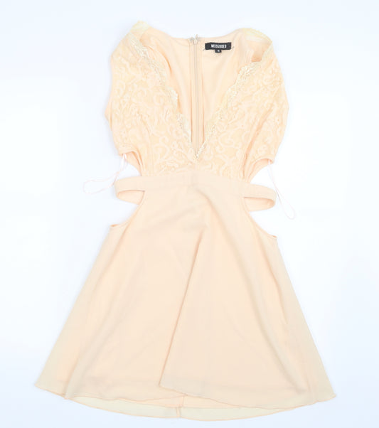Front view of Missguided women’s pink a-line, size UK 10
