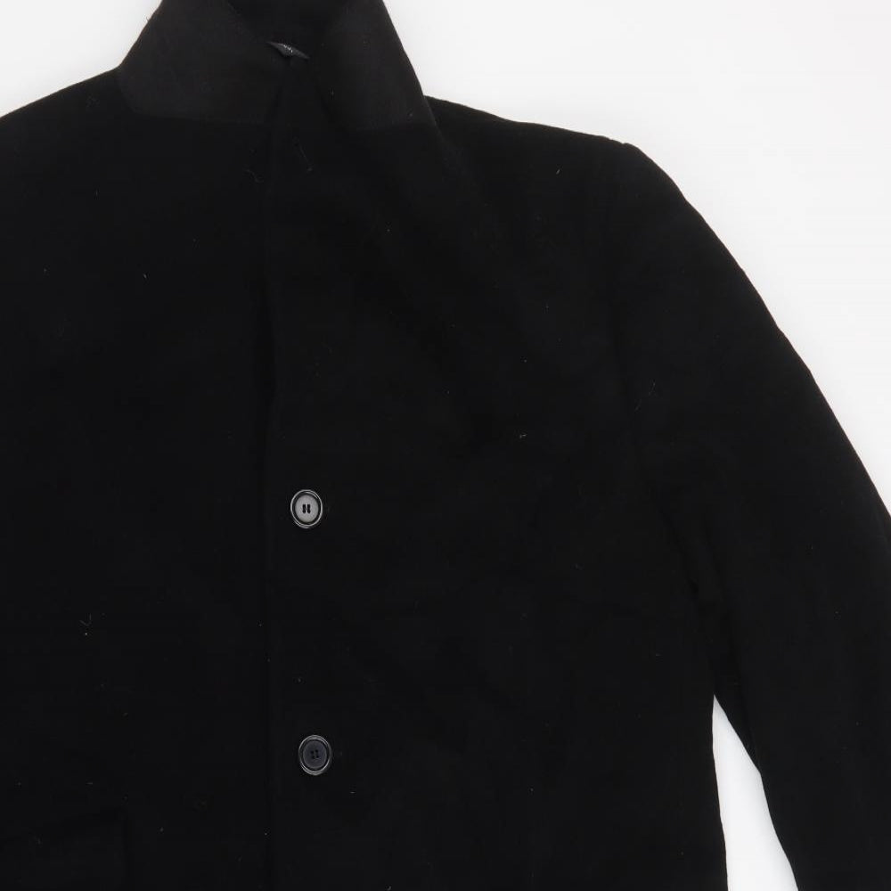 Autograph Mens Black   Pea Coat Coat Size L