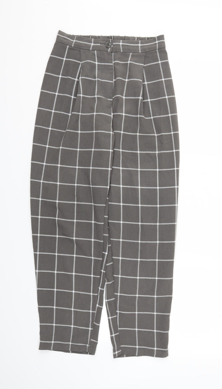 H&M Womens Grey Check  Jegging Trousers Size 6 L26 in - Stretch waistband