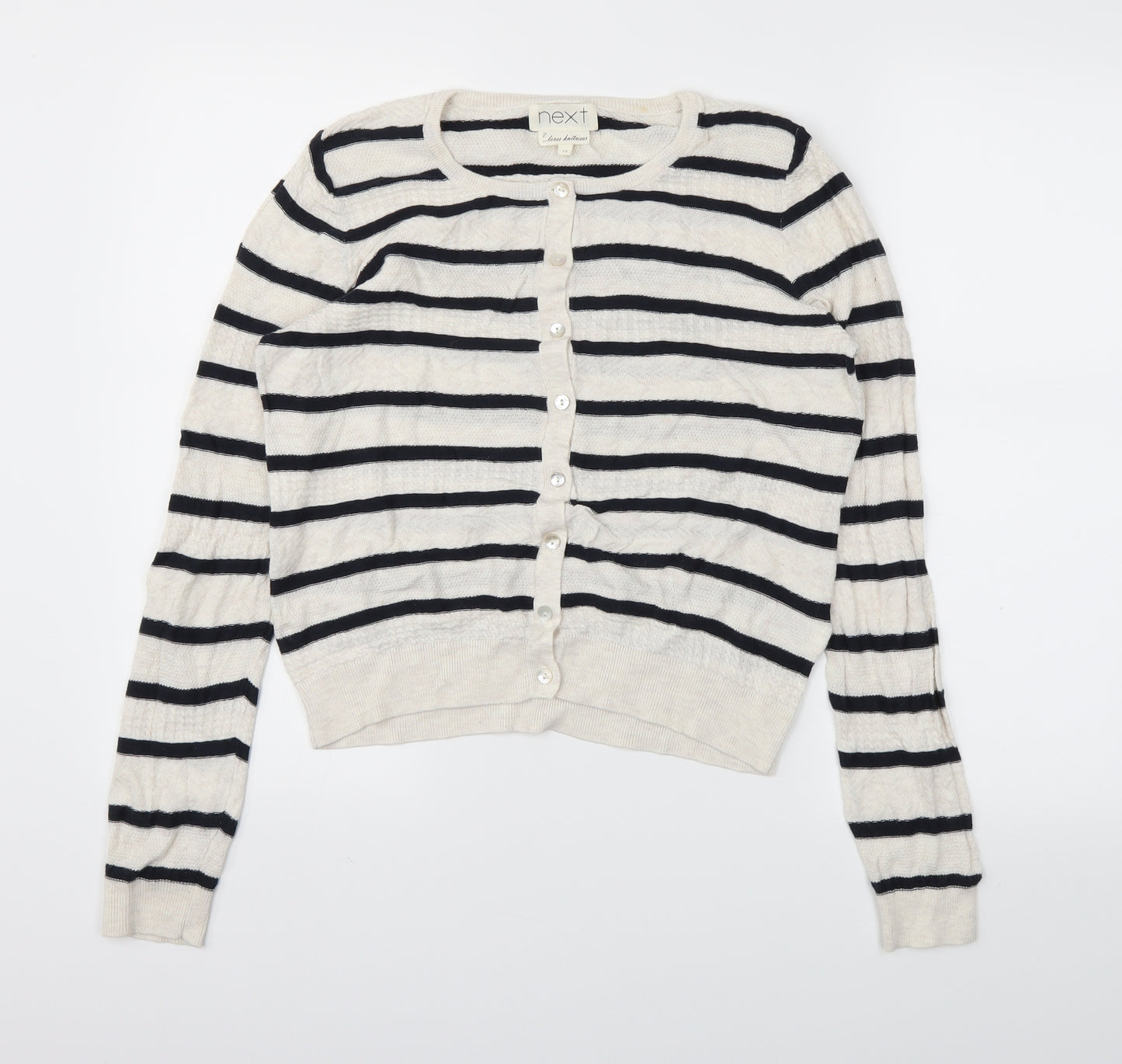 Next  Womens Ivory Striped  Cardigan Jumper Size 14