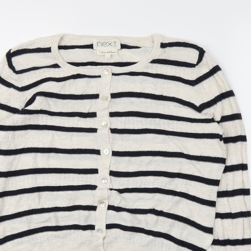 Next  Womens Ivory Striped  Cardigan Jumper Size 14