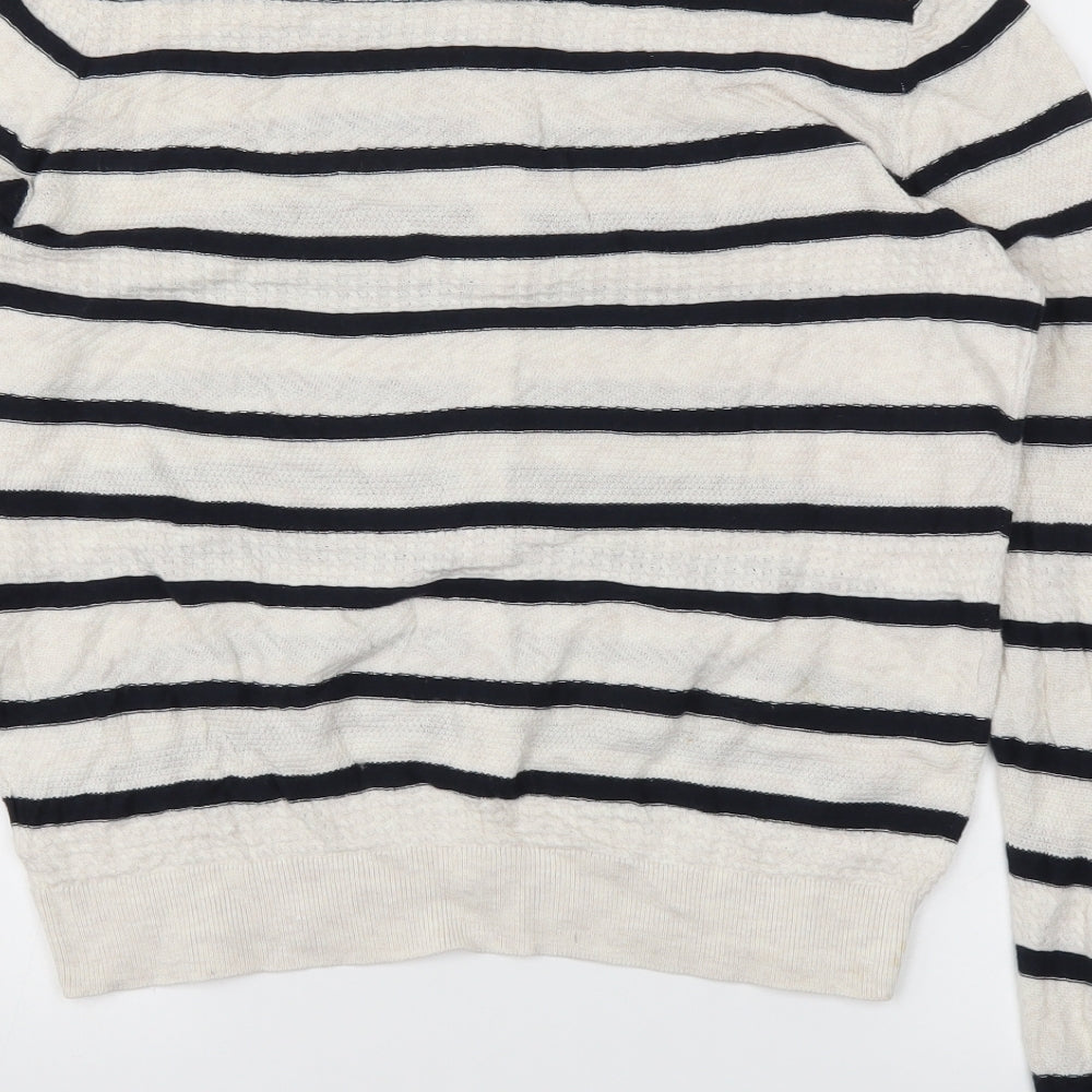 Next  Womens Ivory Striped  Cardigan Jumper Size 14