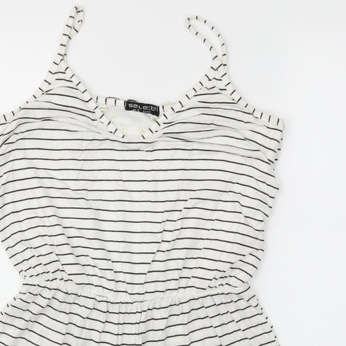 Select Womens White Striped  Jumpsuit One-Piece Size 12