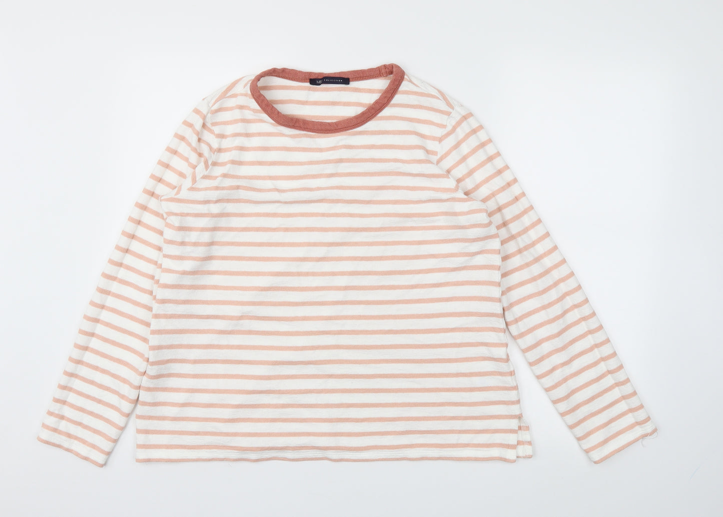 m&s Womens Pink Striped  Basic T-Shirt Size 14