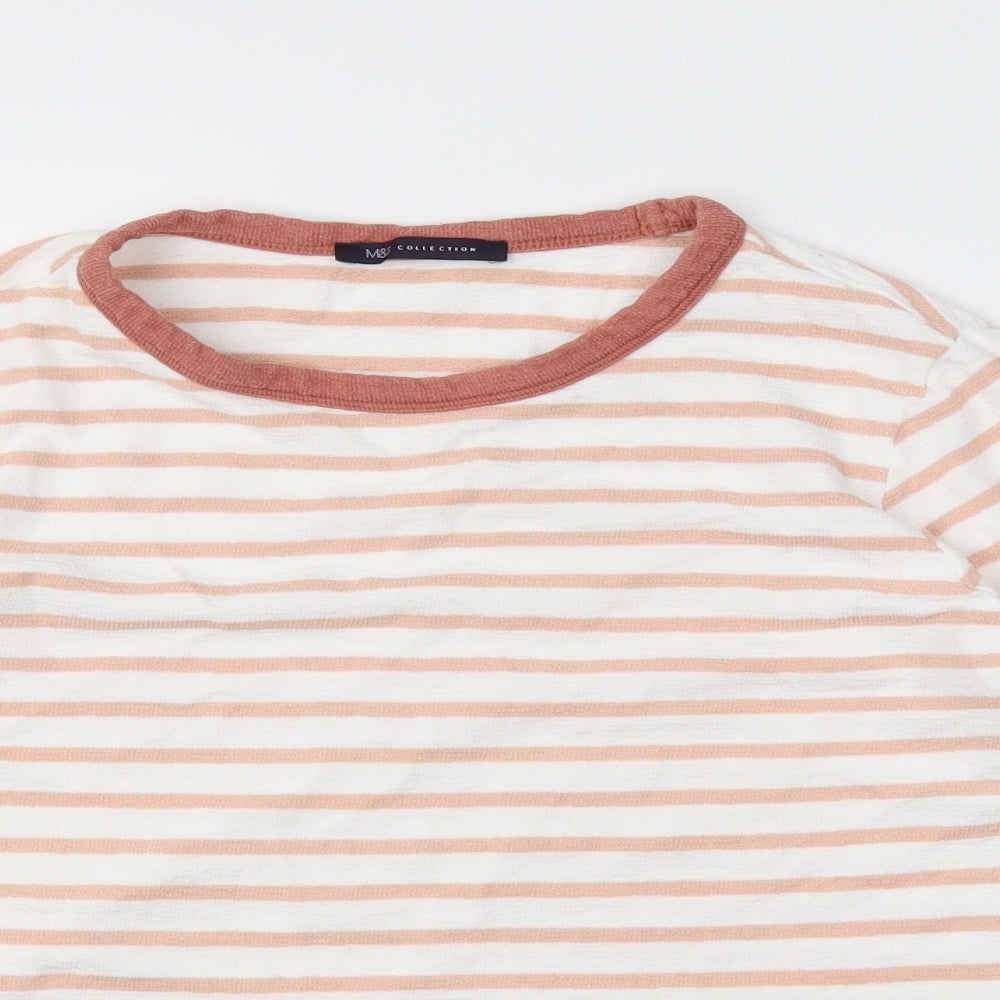 m&s Womens Pink Striped  Basic T-Shirt Size 14