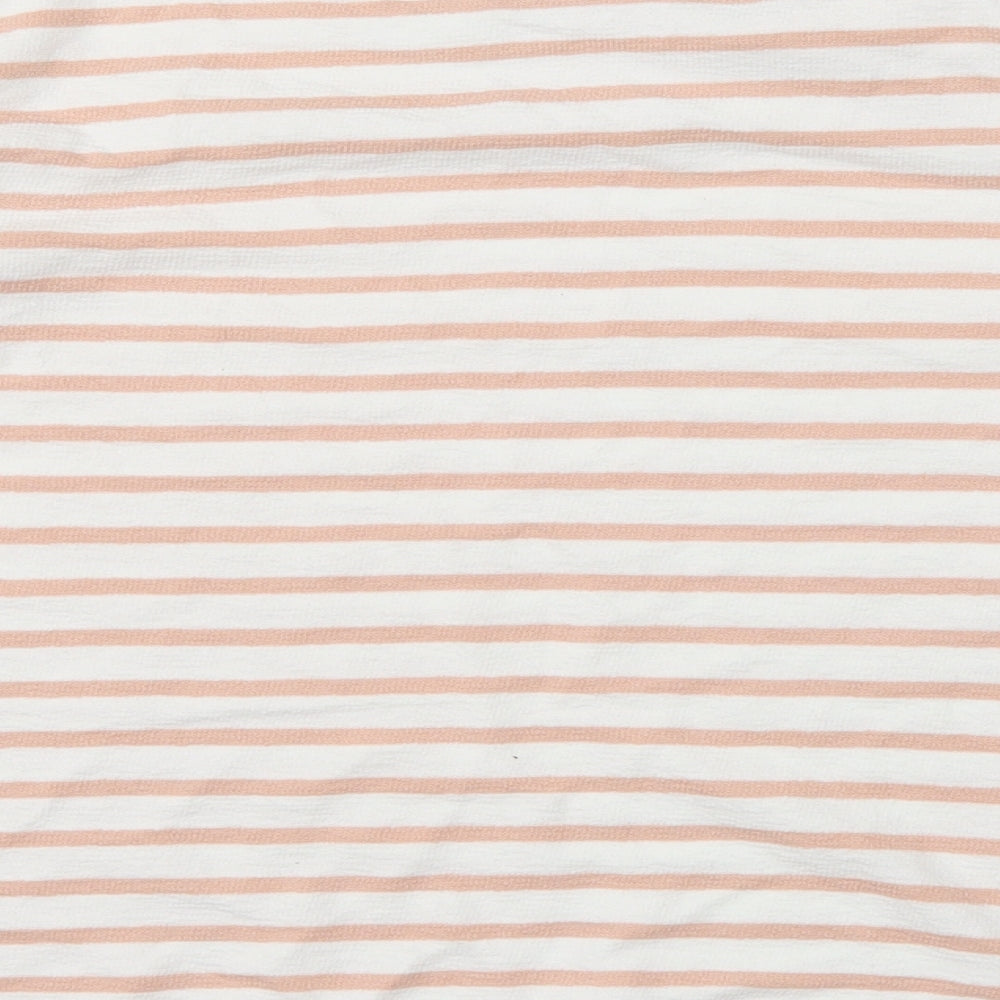 m&s Womens Pink Striped  Basic T-Shirt Size 14