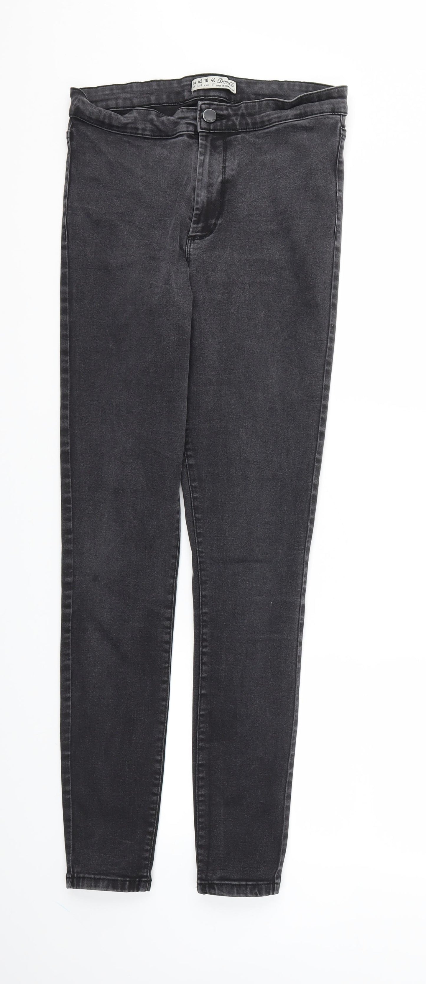 DENIM &CO  Womens Black Houndstooth  Skinny Jeans Size 14 L29 in