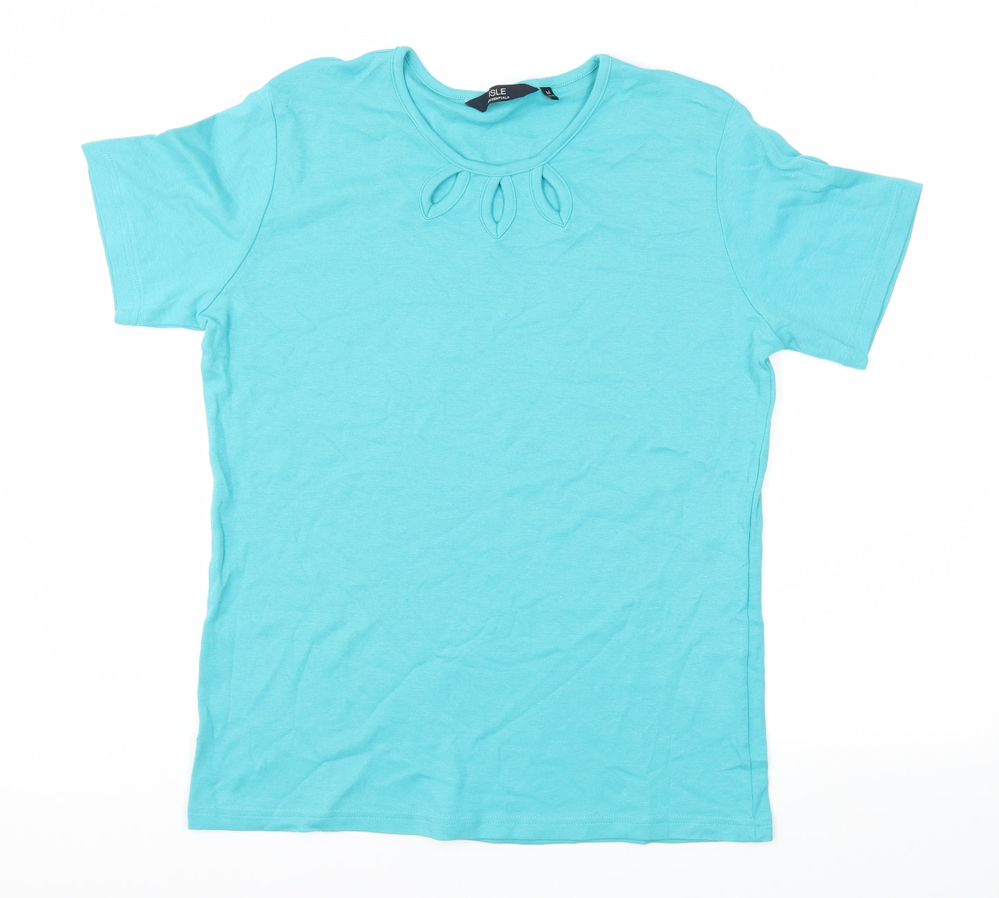 ISLE  Womens Blue Houndstooth  Basic T-Shirt Size M