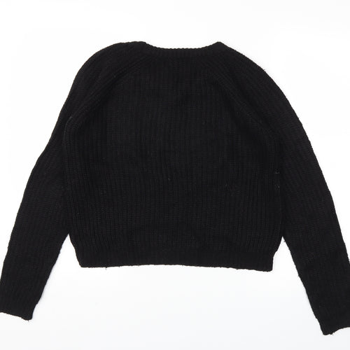 FIRST AND I  Womens Black Houndstooth  Pullover Jumper Size S