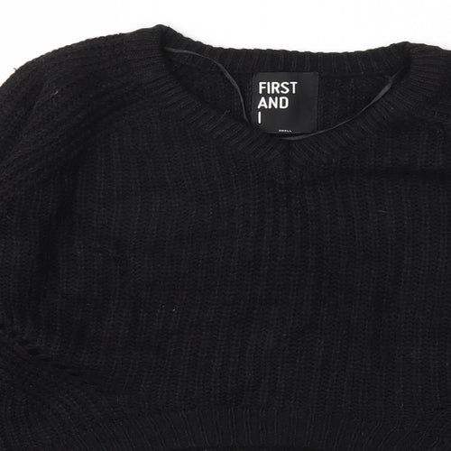 FIRST AND I  Womens Black Houndstooth  Pullover Jumper Size S