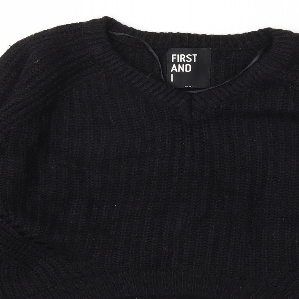 FIRST AND I  Womens Black Houndstooth  Pullover Jumper Size S
