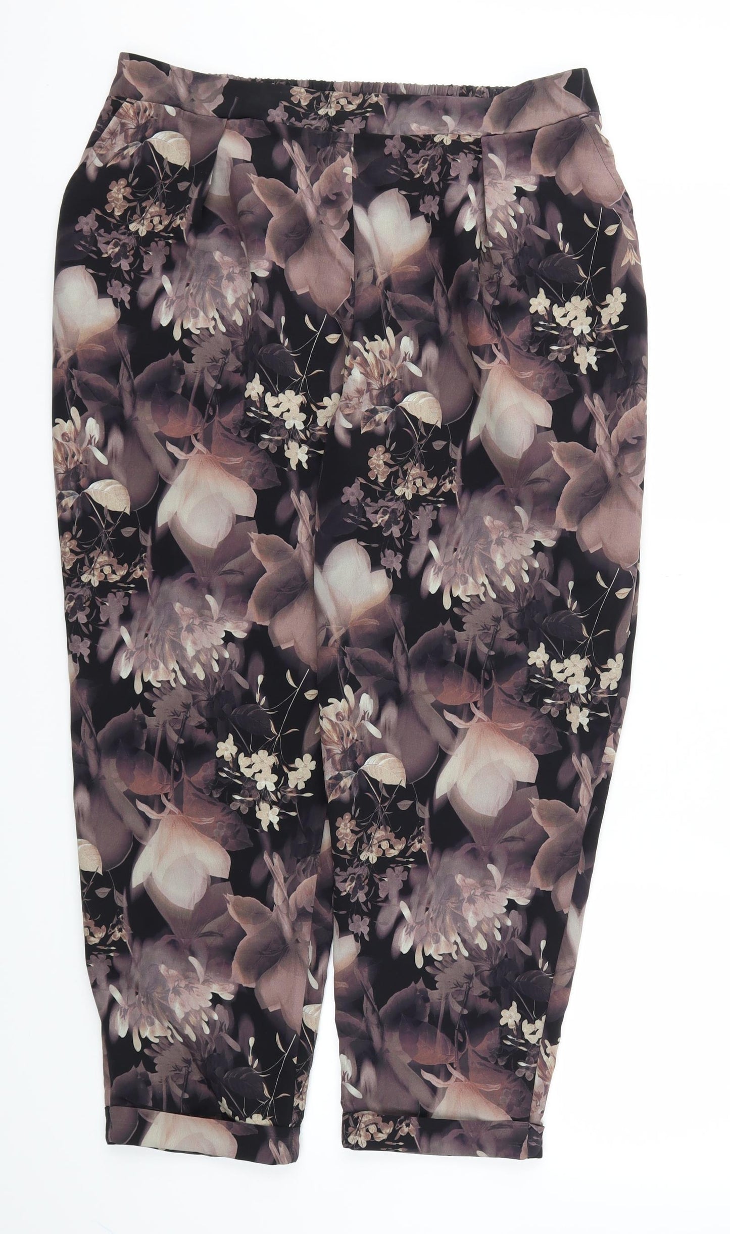 next  Womens Multicoloured Floral  Trousers  Size 16 L25 in - Stretch waistband