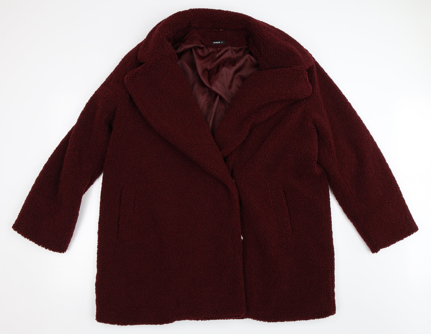 Roman Womens Red   Overcoat Coat Size 18  - Teddy Coat