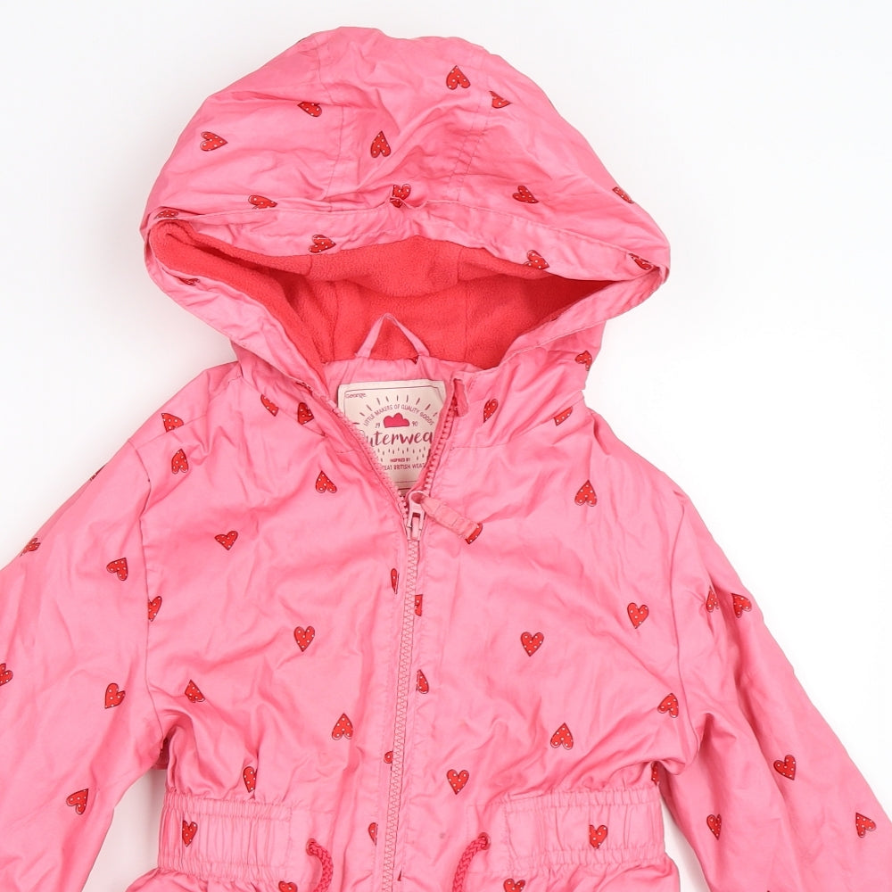 George Girls Pink   Rain Coat Coat Size 6-7 Years