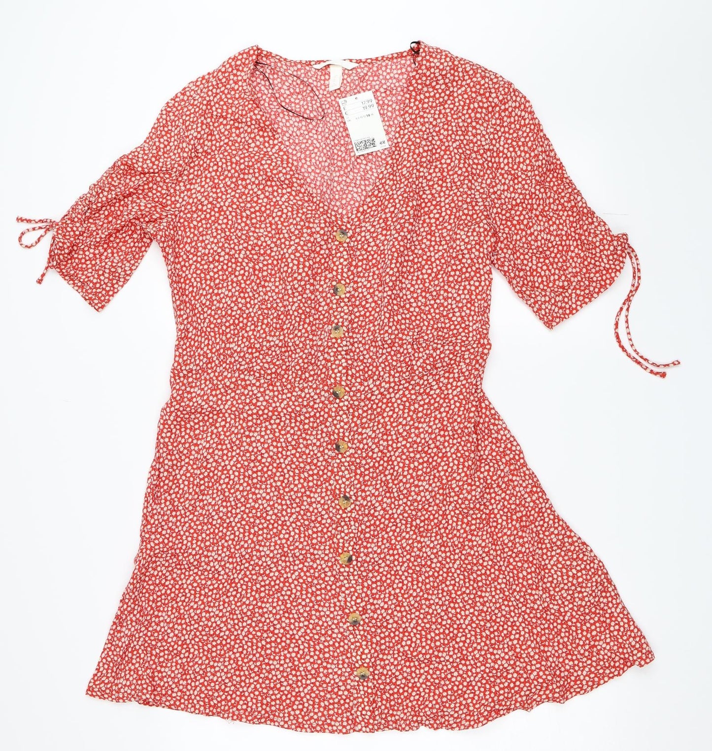 H&M Womens Red Floral  Fit & Flare  Size 14