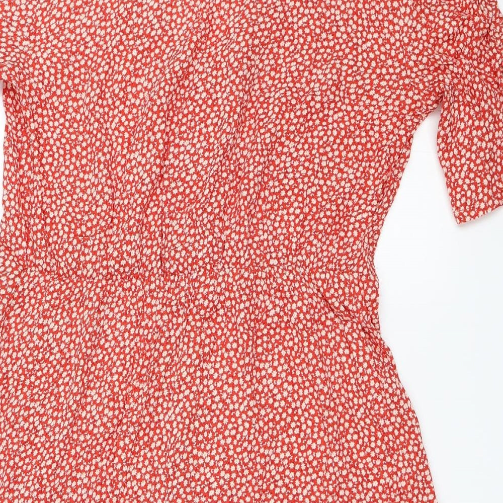 H&M Womens Red Floral  Fit & Flare  Size 14