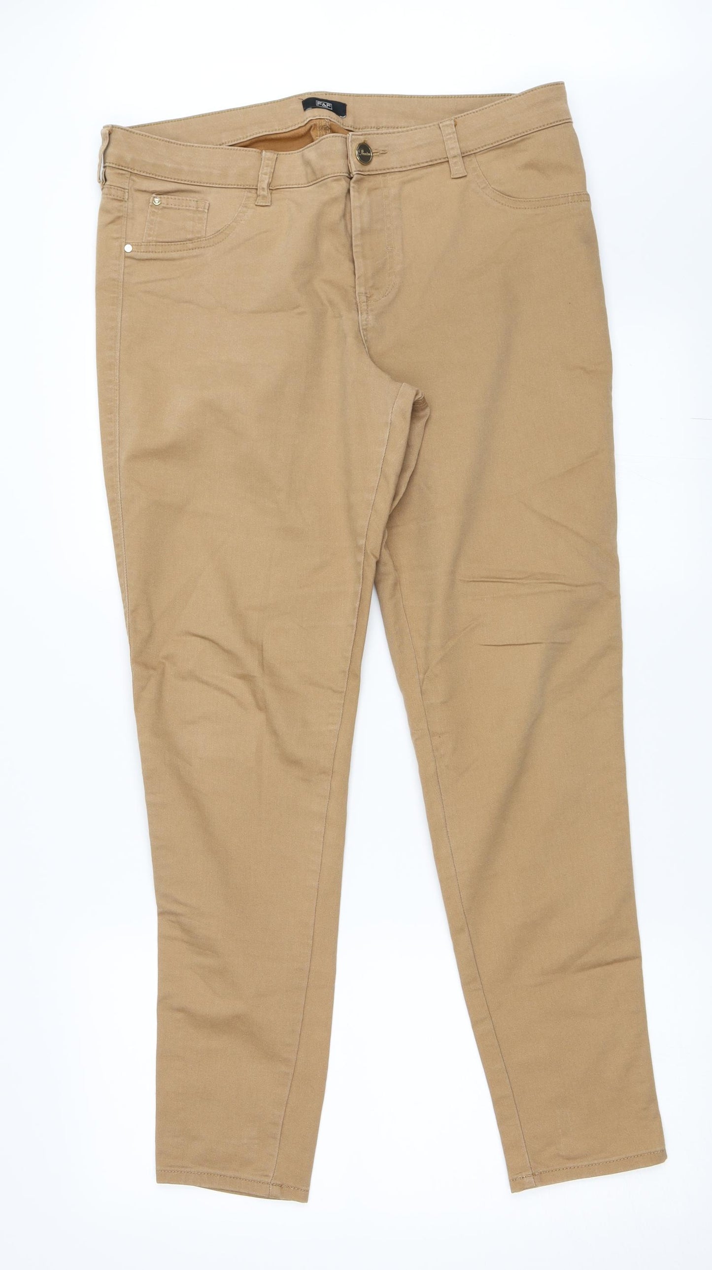 F&F Womens Beige   Skinny Jeans Size 16 L29 in