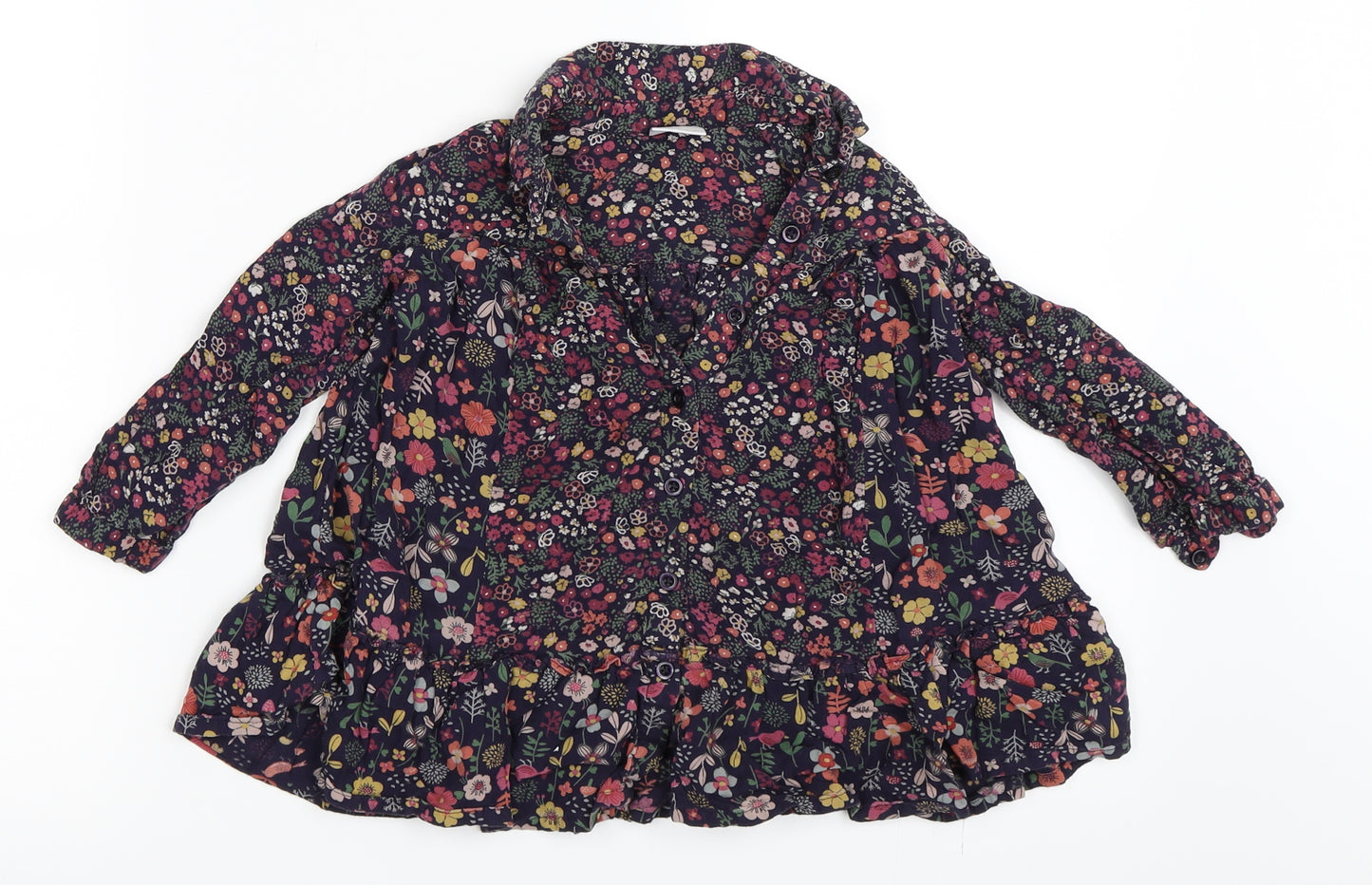 F&F Girls Blue Floral  Shirt Dress  Size 12-18 Months
