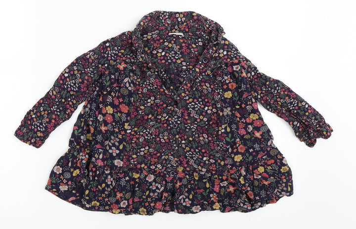 F&F Girls Blue Floral  Shirt Dress  Size 12-18 Months