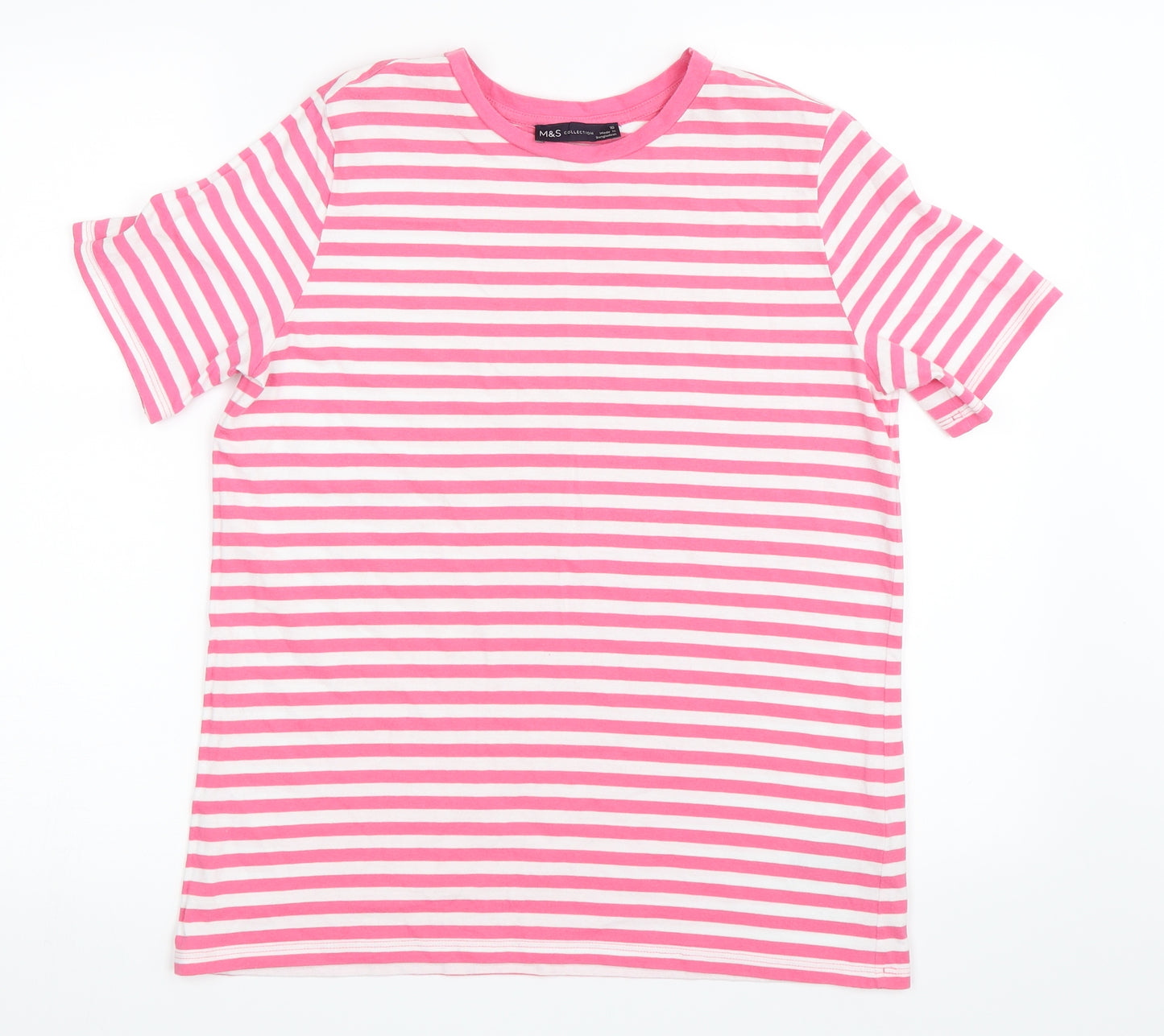 Marks and Spencer Womens Pink Striped  Basic T-Shirt Size 10