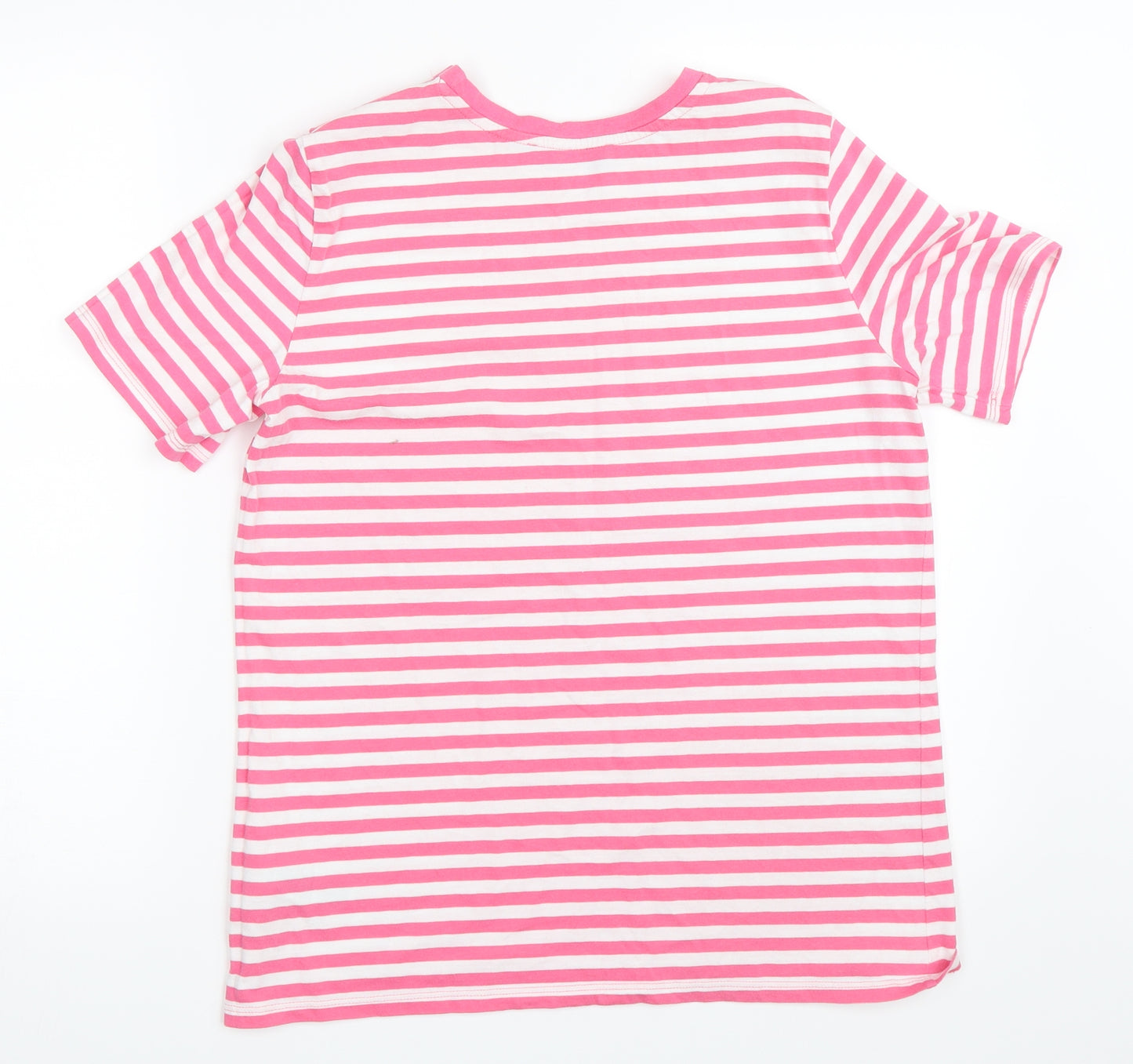 Marks and Spencer Womens Pink Striped  Basic T-Shirt Size 10