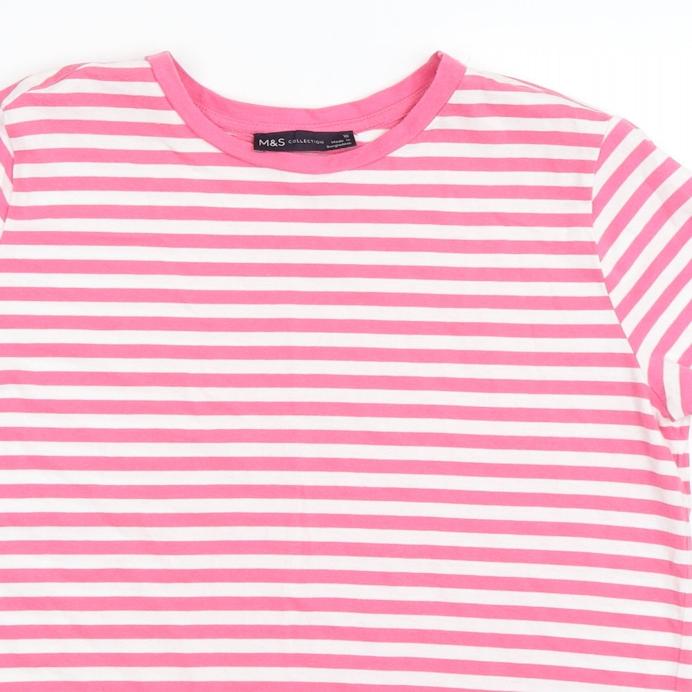 Marks and Spencer Womens Pink Striped  Basic T-Shirt Size 10