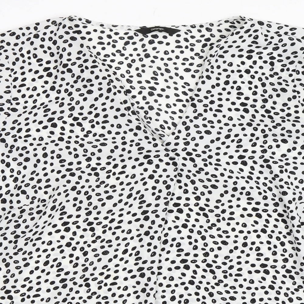 George Womens White Animal Print  Basic Blouse Size 20