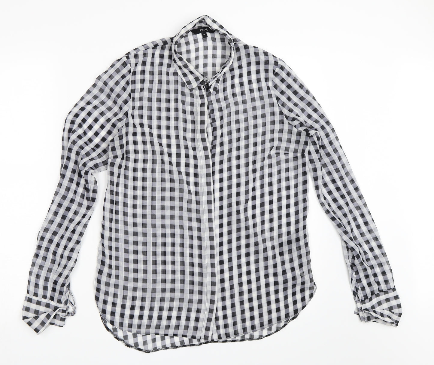 NEXT Womens Ivory Check  Basic Button-Up Size 10