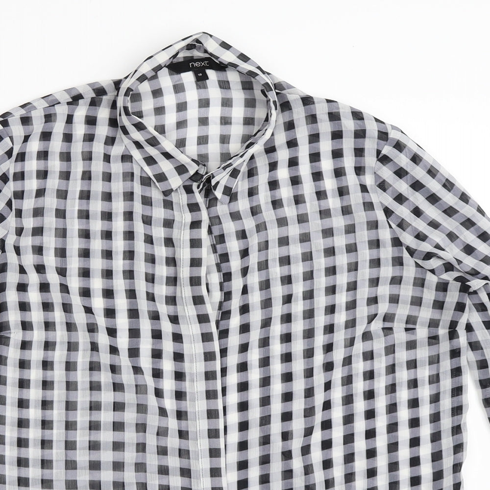 NEXT Womens Ivory Check  Basic Button-Up Size 10