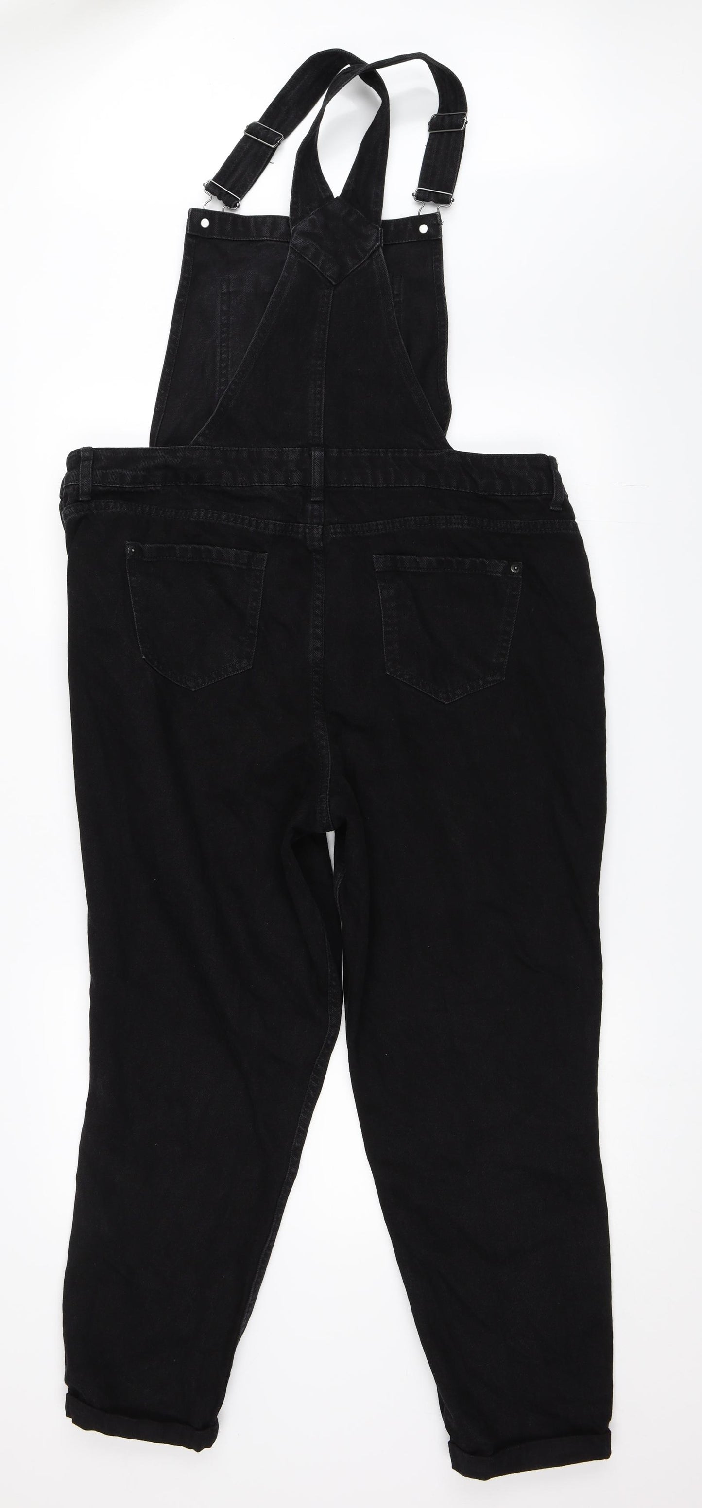 New Look Womens Black  Denim Dungaree One-Piece Size 16