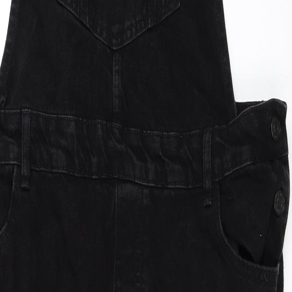 New Look Womens Black  Denim Dungaree One-Piece Size 16