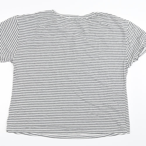 Riklo Womens Grey Striped  Basic T-Shirt Size M